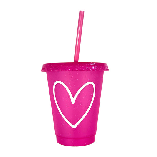 Pink Glitter Heart Cup