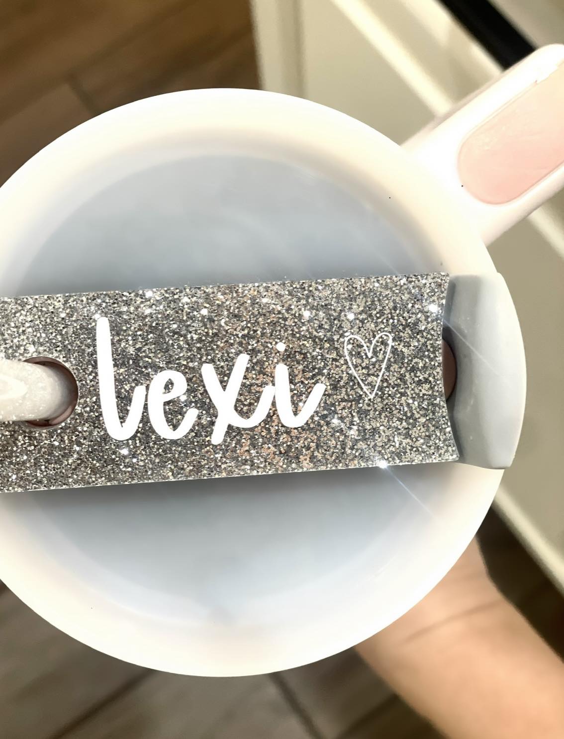 Silver Glitter Name Plate with Heart